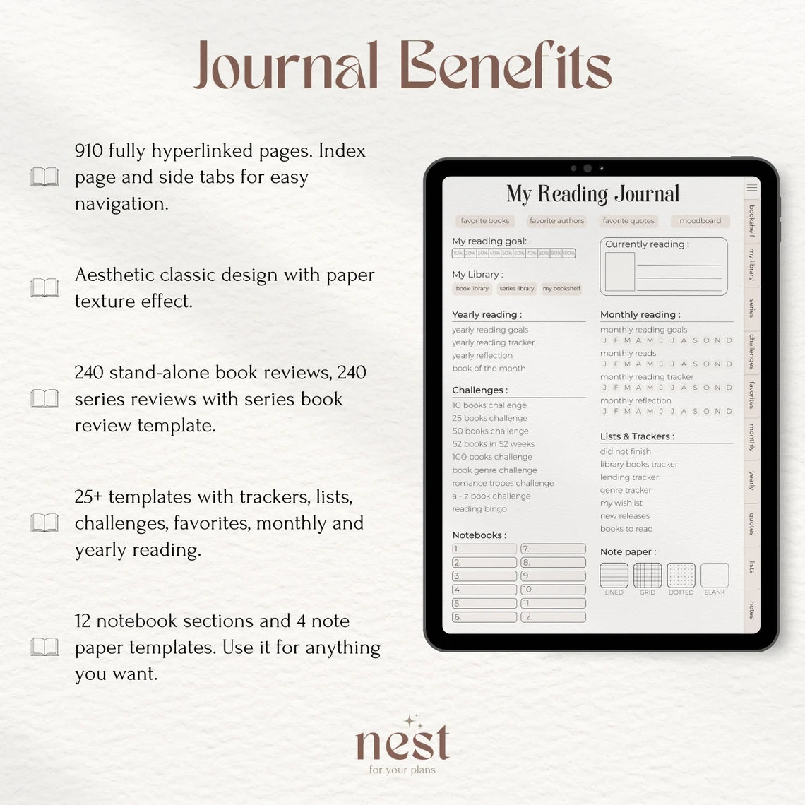 Aesthetic Reading Journal for GoodNotes